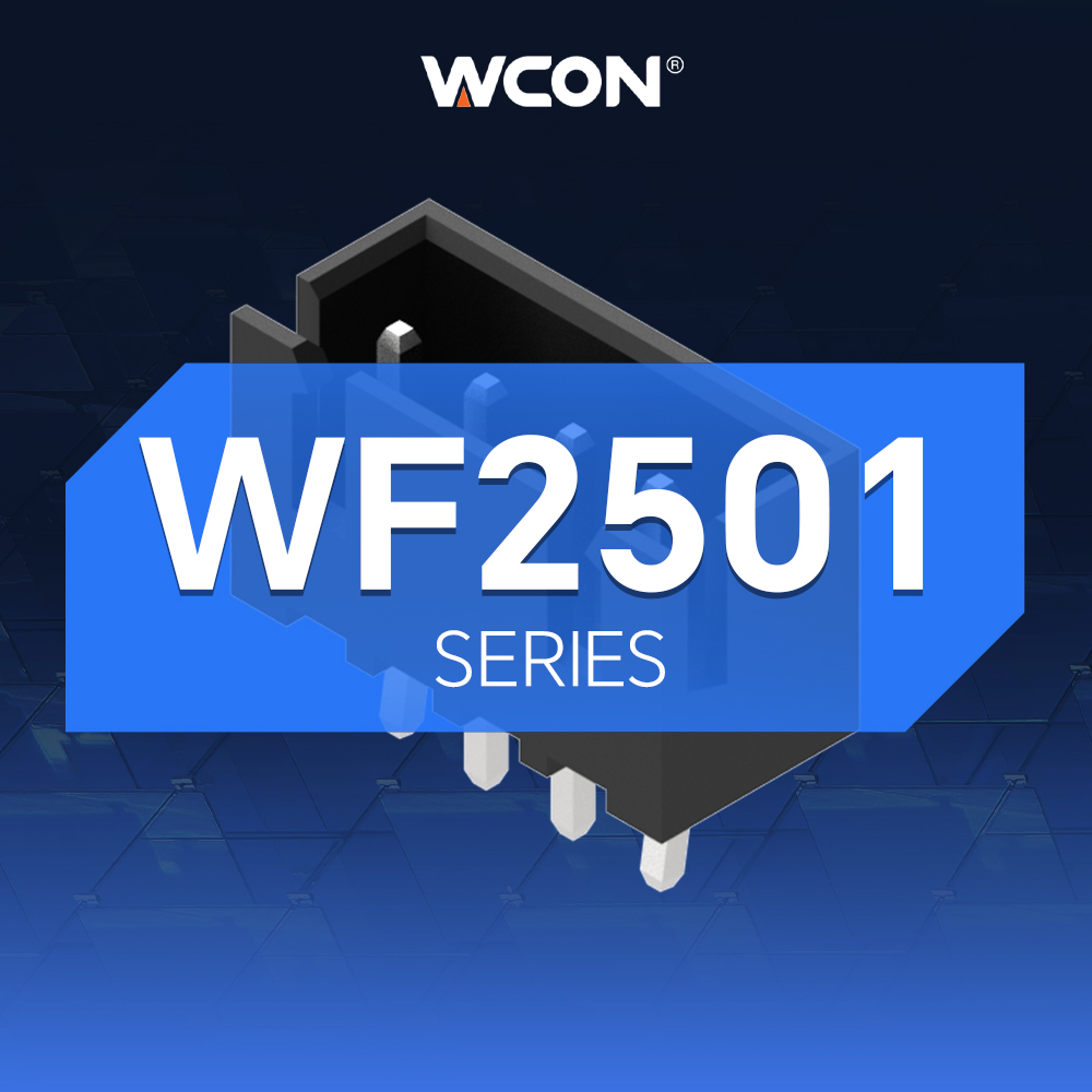 WF2501系列連接器 : 2.50mm間距線對板鎖扣設計，高保持力